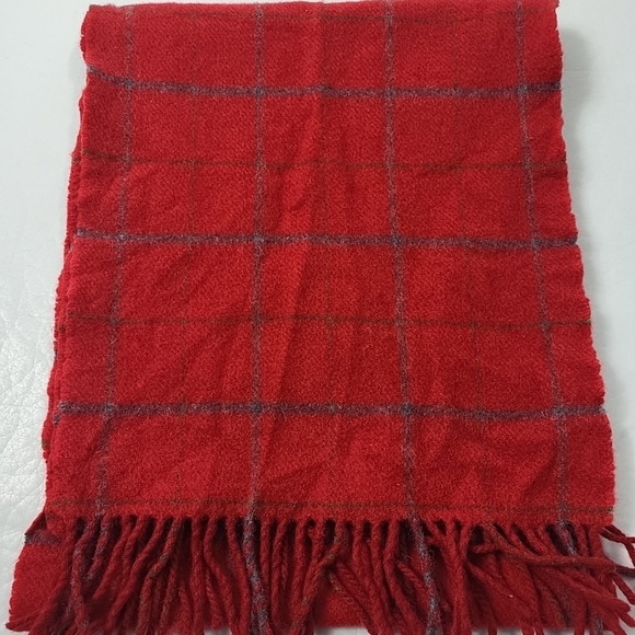 Lambswool Scarf John Hanly Made in Ireland Plaid 56"X 10” - Picture 3 of 5